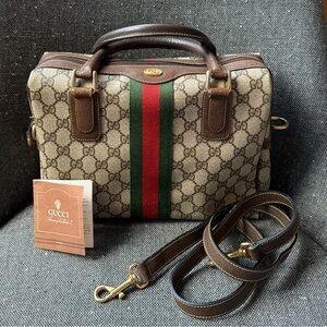 Vintage 1980 Gucci Accessory Col Boss Lady Boston /Hand/Shoulder Bag GG Good Con